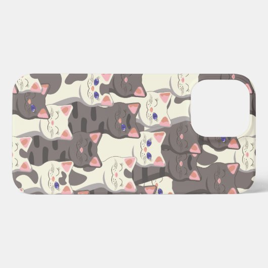 白猫と白猫の柄 iPhoneケース (裏面横)