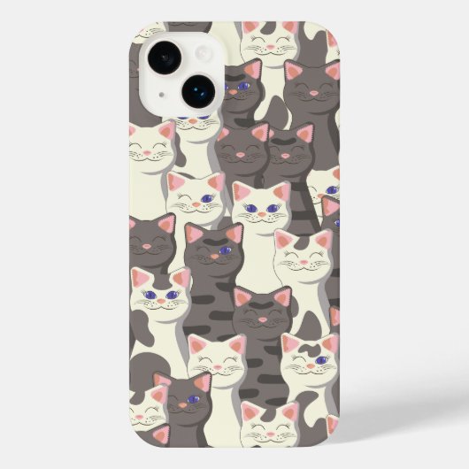 白猫と白猫の柄 iPhoneケース (裏面)