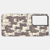 白猫と白猫の柄 SAMSUNG GALAXYケース (左側面)