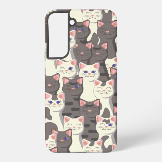 白猫と白猫の柄 SAMSUNG GALAXYケース (裏面)