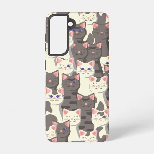白猫と白猫の柄 SAMSUNG GALAXYケース (裏面)
