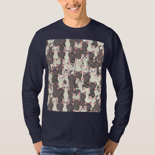 白猫と白猫の柄 Tシャツ (正面)