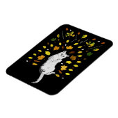 白猫と紅葉イラストレーション マグネット (左側)