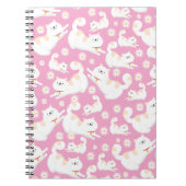 白猫と花柄ピンク ノートブック (正面)