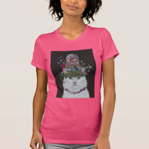 白猫と蝶の瓶 Tシャツ