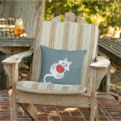 白猫と赤遊球のイラストレーション アウトドアクッション (椅子)