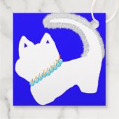 白猫と（ユダヤ教）メノラーの可愛いハヌカー フェイバータグ (裏面)