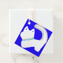 白猫と（ユダヤ教）メノラーの可愛いハヌカー フェイバータグ