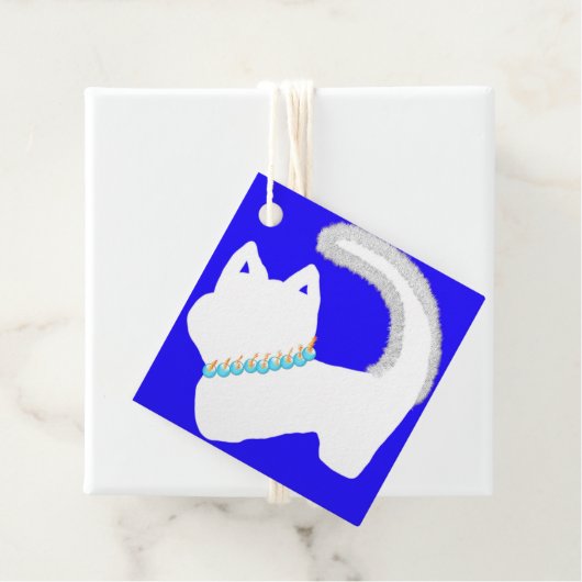 白猫と（ユダヤ教）メノラーの可愛いハヌカー フェイバータグ (インサイチュ)