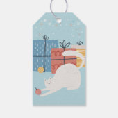 白猫のクリスマスオーナメント玉プレゼントプレゼント ギフトタグ (裏面)