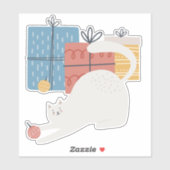 白猫のクリスマスオーナメント玉プレゼントプレゼント シール (シート)