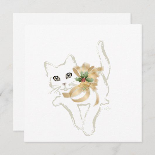 白猫のクリスマス シーズンカード (正面/裏面)