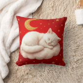 🐱 白猫のホッとする寝顔 ホームスタイル 赤 ❤️ クッション (ブランケット)