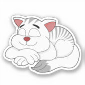 白猫の寝顔のキャラクターステッカー シール (正面)