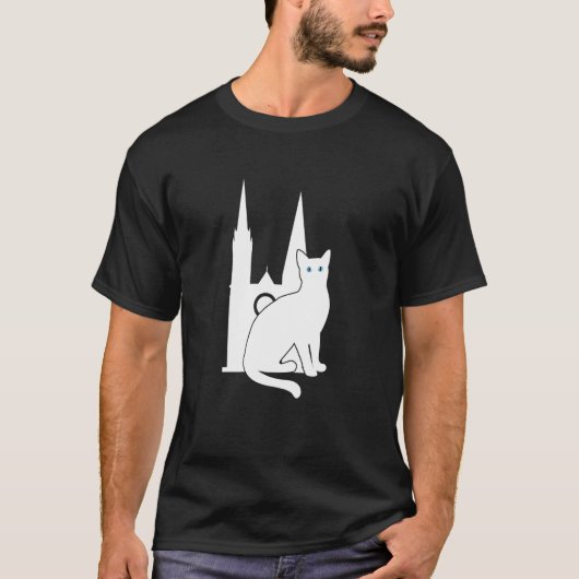 白猫の旅 シルエット シャルトル大聖堂 フランス Tシャツ (正面)
