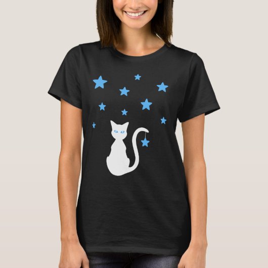 白猫の星Tシャツ Tシャツ (正面)