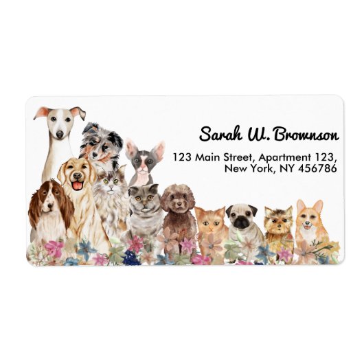 白猫の犬ペット獣医 ラベル (正面)