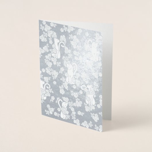 白猫の花 箔カード (正面)