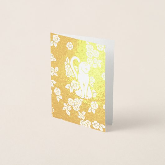 白猫の花 箔カード (正面)