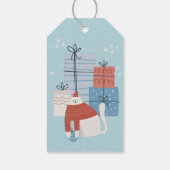 白猫の赤いセータープレゼントギフトオーナメント ギフトタグ (裏面)