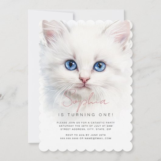 白猫ガールズ誕生日パーティーへの招待 招待状 (正面)