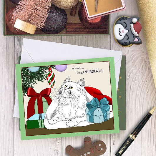 白猫クリスマスオーナメント おもしろい カード