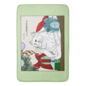 白猫クリスマスオーナメント おもしろい バスマット (正面縦)