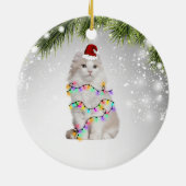 白猫クリスマスギフト猫好き大人 セラミックオーナメント (裏面)