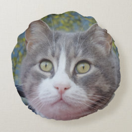 白猫グレイ枕 ラウンドクッション