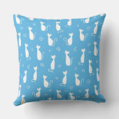 白猫シルエットのアクアブルー クッション (裏面)