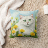 白猫タンポポ花枕 クッション (ブランケット)