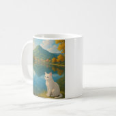 白猫バイザレイク – 穏やかな自然マグカップfor Cat コーヒーマグカップ (正面左)