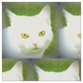 白猫パターン ファブリック (クローズアップ)