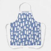 白猫パーソナライズされた青 エプロン (正面)