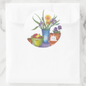 白猫フルーツ花水彩「リリアナ」 ラウンドシール (バッグ)