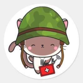 白猫ヘルメット着用 ラウンドシール