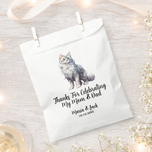 白猫ペット結婚のフルカラー フェイバーバッグ (クリップ留めされた状態)