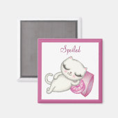 白猫マグネットの焼き付け マグネット (正面/裏面)