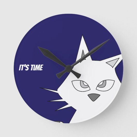 白猫マンガ ラウンド壁時計 (正面)