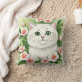 白猫春の花枕 クッション (ブランケット)
