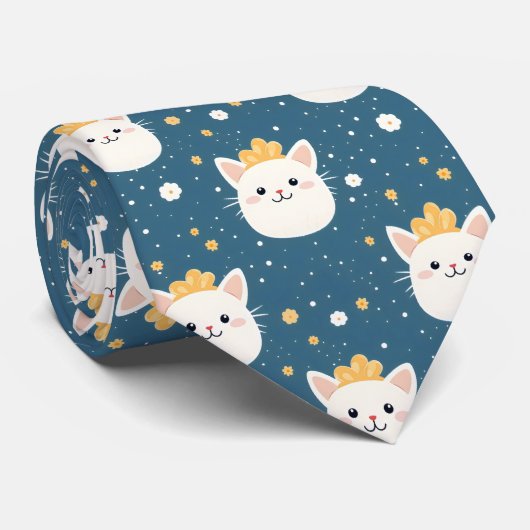 白猫王室の柄 ネクタイ (ロール)