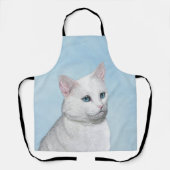 白猫絵画の可愛いオリジナル猫アート エプロン (正面)