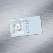 白猫絵画の可愛いオリジナル猫アート マグネット名刺 (インサイチュ)