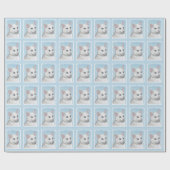 白猫絵画の可愛いオリジナル猫アート ラッピングペーパー (フラット)