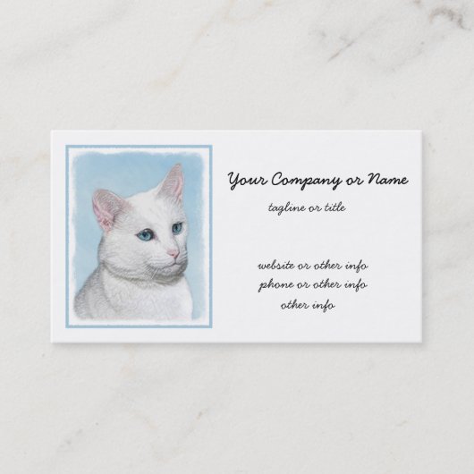 白猫絵画の可愛いオリジナル猫アート 名刺 (正面)