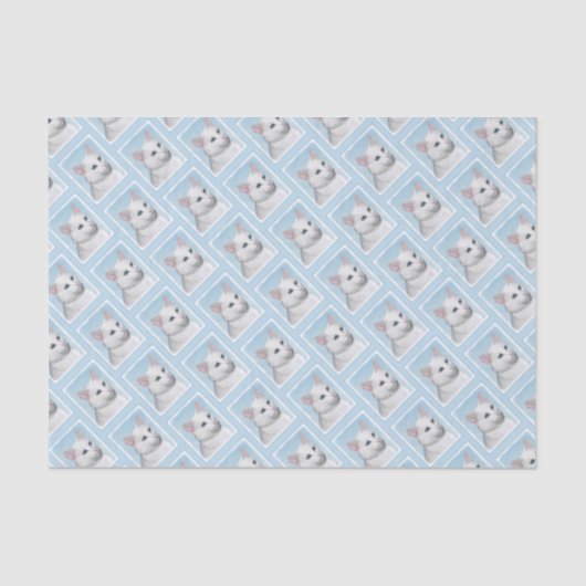 白猫絵画の可愛いオリジナル猫アート 薄葉紙 (正面)