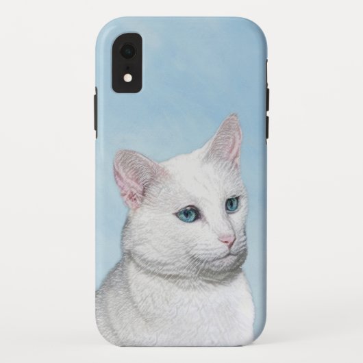 白猫絵画の可愛いオリジナル猫アート Case-Mate iPhoneケース (裏面)