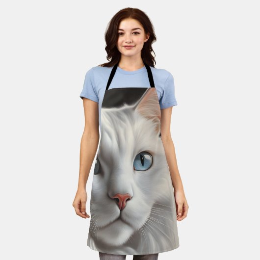 白猫 エプロン (着用した状態)