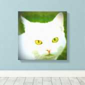 白猫 キャンバスプリント (インサイチュ (ウッドフロア))