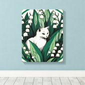 白猫 キャンバスプリント (インサイチュ (ウッドフロア))